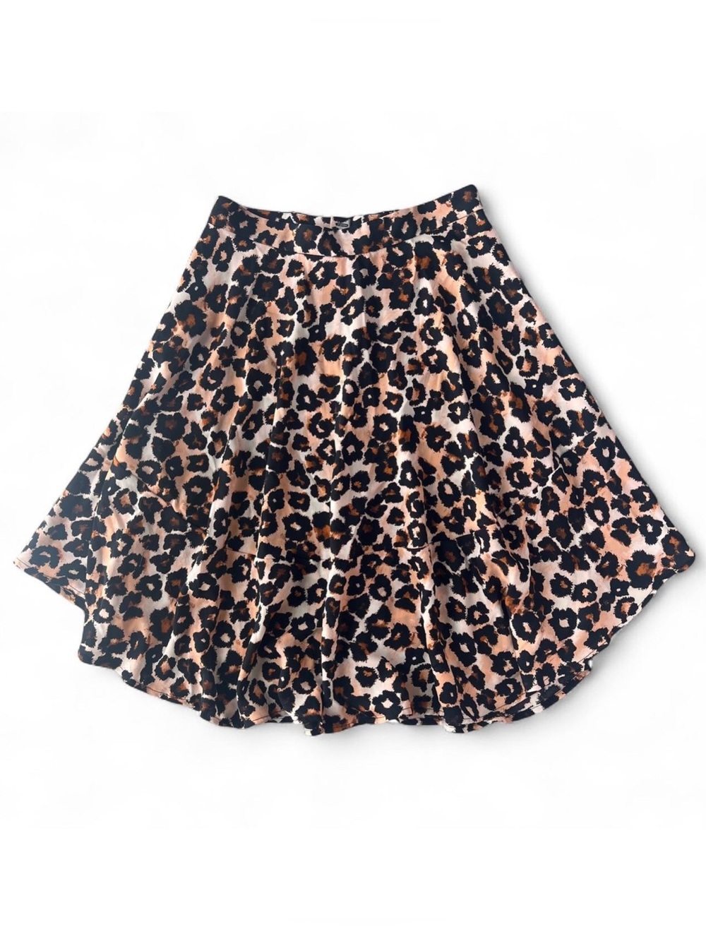 H&M Leopard Print Midi Circle Skirt Aline Flowy Date Night Cheetah Women’s 6